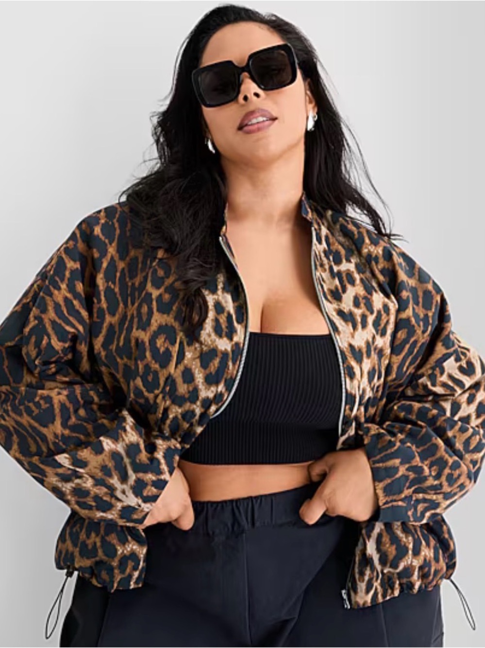Ashley Graham Nylon Bomber Jacket
